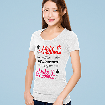 Alternative view of Make It Double Twinmom Ladies T-Shirt - Premium Ladies Triblend Dolman Sleeve Shirt