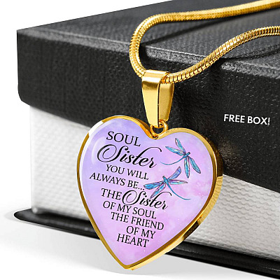 You Will Always Be The Sister Of My Soul Heart Pendant Necklace - Necklaces For Your Sister - Heart Luxury Necklace (Gold Plated)