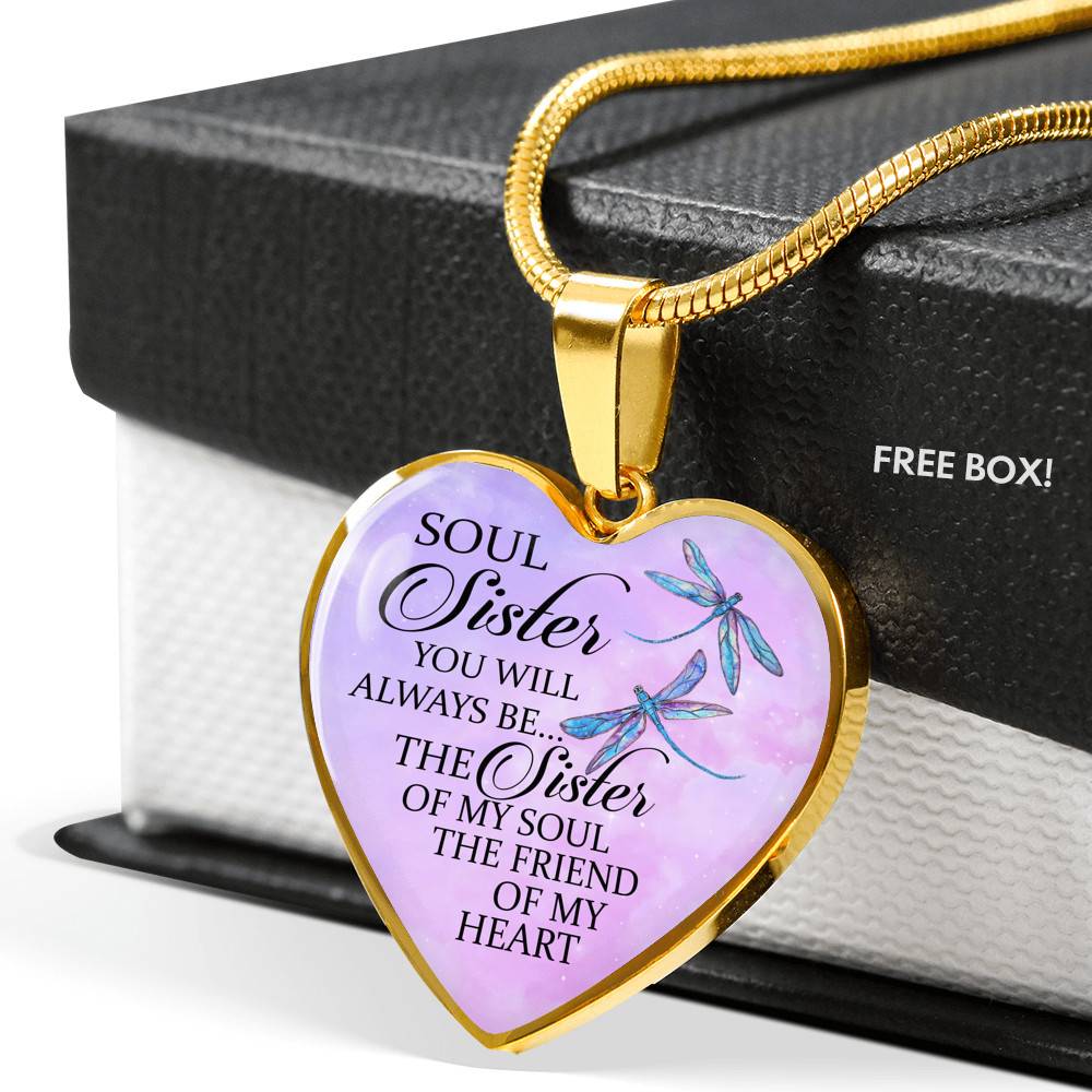 You Will Always Be The Sister Of My Soul Heart Pendant Necklace - Necklaces For Your Sister - Heart Luxury Necklace (Gold Plated)