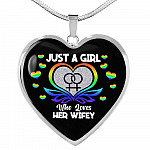Just A Girl Who Loves Her Wifey Heart Pendant Necklace - Lesbian Wife Gift - Heart Luxury Necklace (Silver) Just A Girl Who Loves Her Wifey Heart Pendant Necklace - Lesbian Wife Gift - Heart Luxury Necklace (Silver)