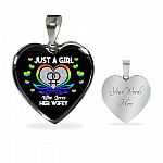 Just A Girl Who Loves Her Wifey Heart Pendant Necklace - Lesbian Wife Gift - Heart Luxury Necklace (Silver) Just A Girl Who Loves Her Wifey Heart Pendant Necklace - Lesbian Wife Gift - Heart Luxury Necklace (Silver)