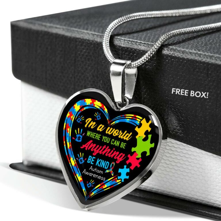 Antique Silver Plt Heart 'Autism Touches Us All' Awareness Pendant Necklace Love Antique Silver Plt Heart 'Autism Touches Us All' Awareness Pendant Necklace Love