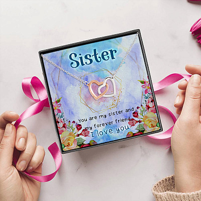 Alternative view of You Are My Sister And My Forever Friend Interlocking Hearts Pendant Necklace - Necklaces For Your Sister