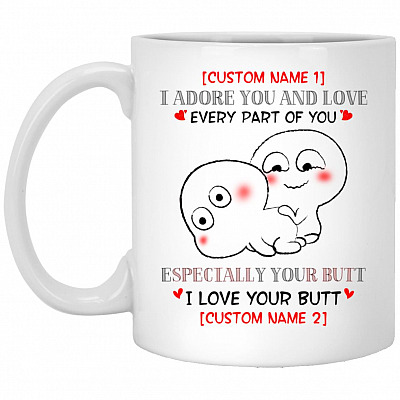 Personalized I Adore You And Love Ev, White, 11 oz. White Mug