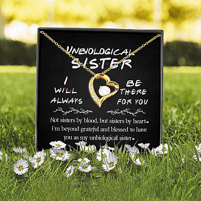 Unbiological Sister I'll Always Be There for You Sisters by Heart Bestie Girlfriend Gift Forever Love Necklace