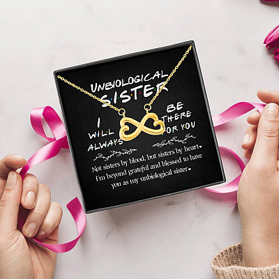 Alternative view of Unbiological Sister I'll Always Be There for You Sisters by Heart Bestie Girlfriend Gift Infinity Heart Necklace