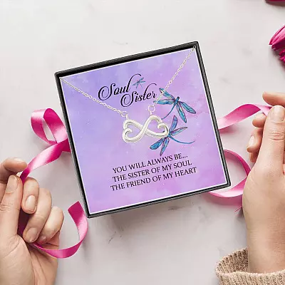 Alternative view of You Will Always Be The Sister Of My Soul Infinity Heart Pendant Necklace - Necklaces For Your Sister