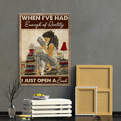 Alternative view of When I've Had Enough of Reality I Just Open a Book Framed Canvas - Unframed Poster - Book Lover Poster