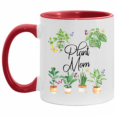 Plant Accent Mug, White/Red, 11 oz. Accent Mug