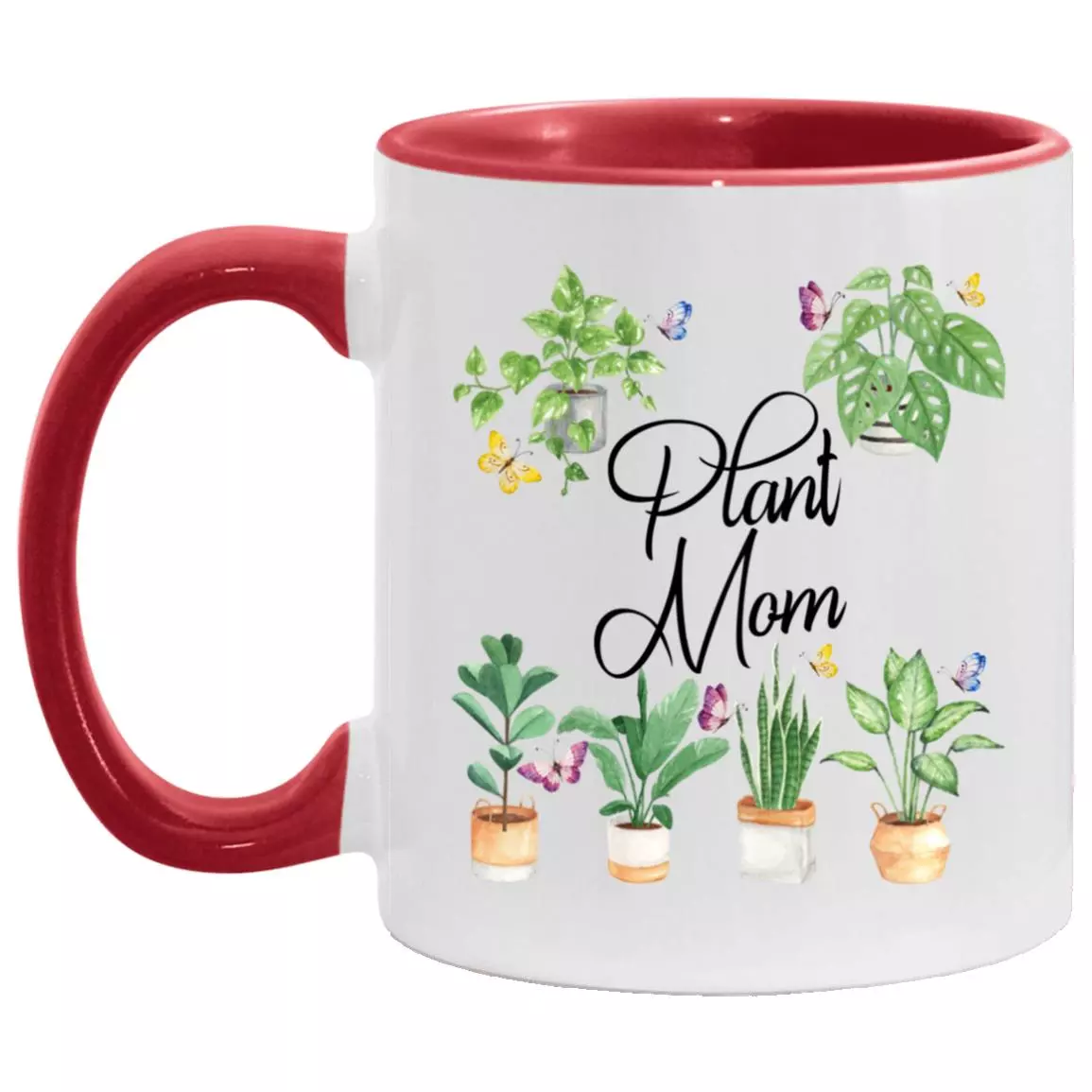 Plant Accent Mug, White/Red, 11 oz. Accent Mug