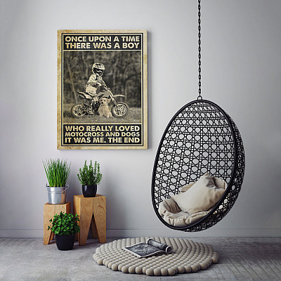 Alternative view of Once Upon A Time There Was A Boy Who Really Loved Motocross And Dogs Framed Canvas Prints - Unframed Poster