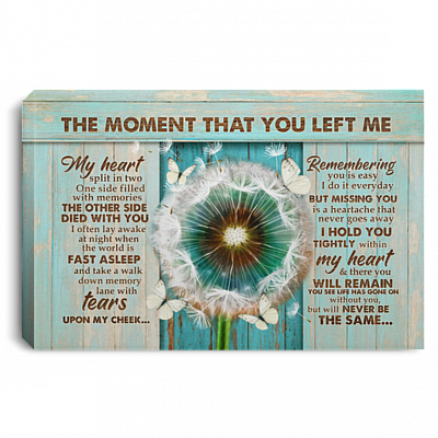 Butterfly The Moment That You Left Me Framed Canvas – Unframed Poster – Missing You Wall Art, White, 0.75'' Framed Canvas
