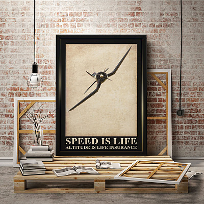 Alternative view of Speed Is Life Altitude Is Life Insurance Framed Canvas - Aviation Unframed Poster