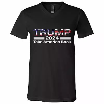 Donald Trump 2024 Take America Back, Black, V-Neck T-Shirt