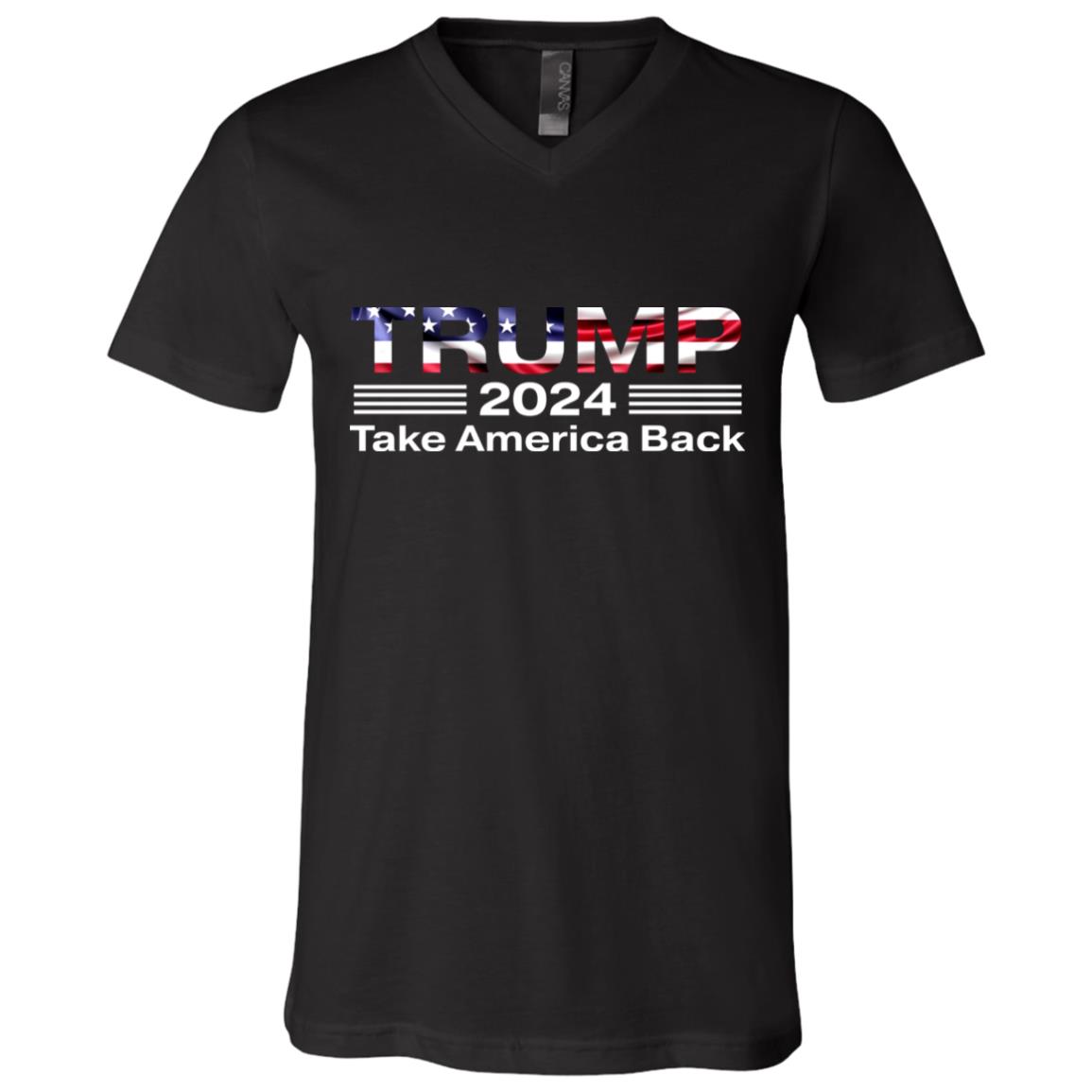 Donald Trump 2024 Take America Back, Black, V-Neck T-Shirt