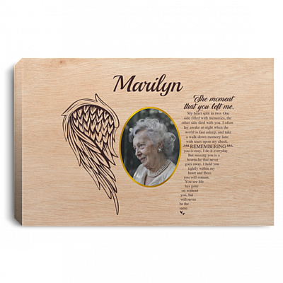 Personalized Custom Photo The Moment That You Left Me Memorial Framed Canvas Prints - Unframed Poster, White, 0.75'' Framed Canvas