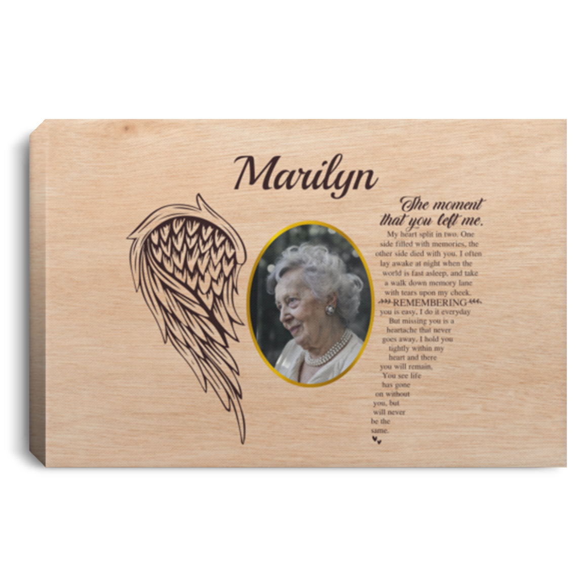 Personalized Custom Photo The Moment That You Left Me Memorial Framed Canvas Prints - Unframed Poster, White, 0.75'' Framed Canvas