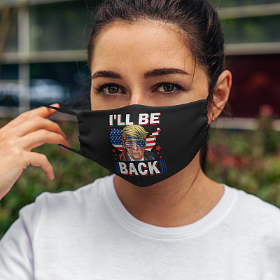 Alternative view of I'll Be Back Washable Reusable Custom - Printed Cloth Face Mask Cover