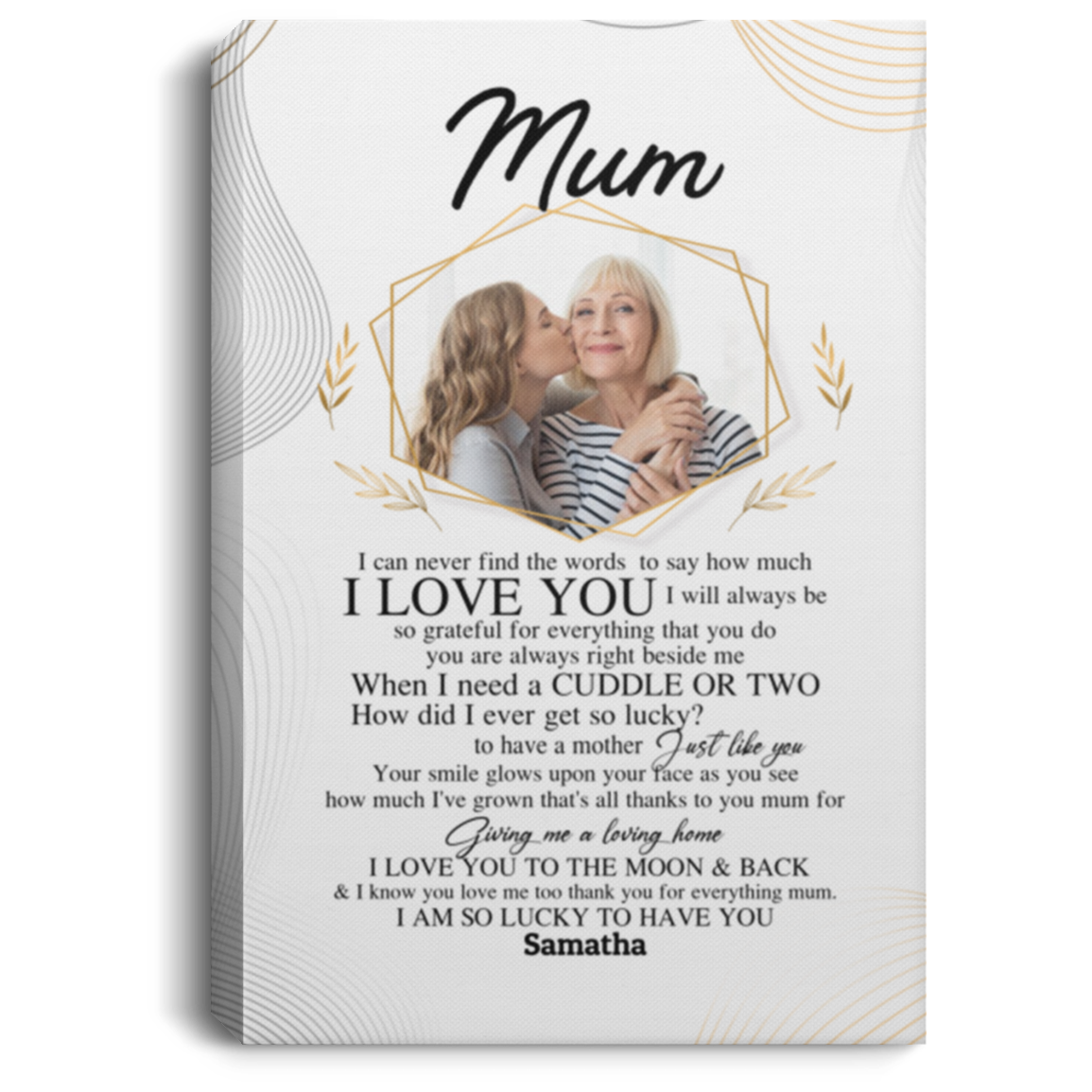 Personalized Photo Mum Gallery Wrapped Framed Canvas Prints - Unframed Poster - Home Decor Wall Art, White, 0.75'' Framed Canvas