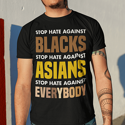 Alternative view of Asian American Support Asian Lives Matter Stop Hate Against Everybody T-Shirt - V-Neck Tee