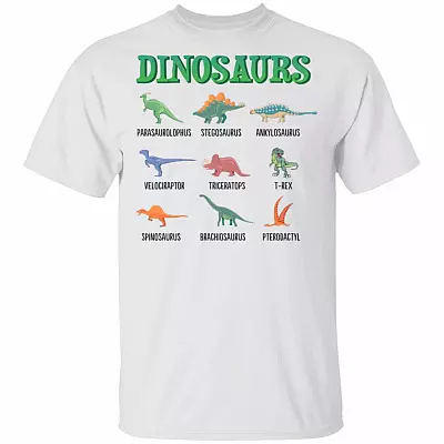 Dinosaurs T-Shirt - Youth Tee, White, Unisex T-Shirt
