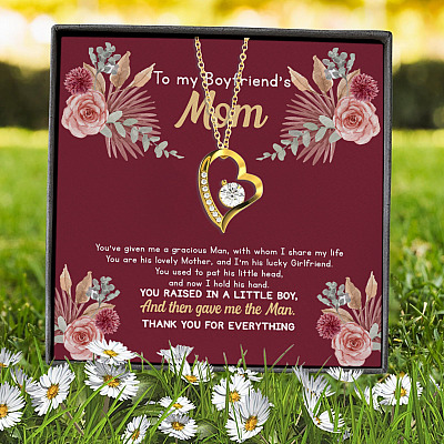 To My Boyfriend's Mom You've Given Me A Gracious Man Forever Love Heart Pendant Necklace - Boyfriend's Mom Gifts