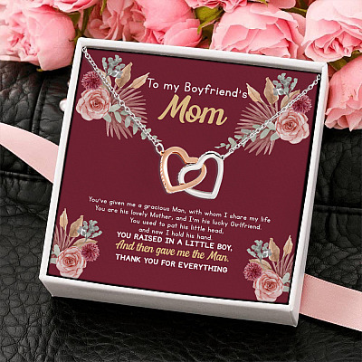 Alternative view of To My Boyfriend's Mom You've Given Me A Gracious Man Interlocking Hearts Pendant Necklace - Boyfriend's Mom Gifts
