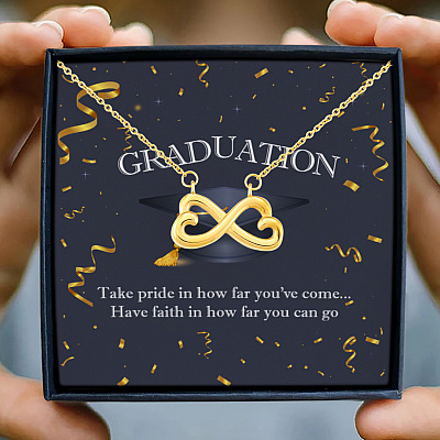 Graduation Senior 2021 Take Pride In How Far You've Come Class Of 2021 Infinity Heart Pendant Necklace