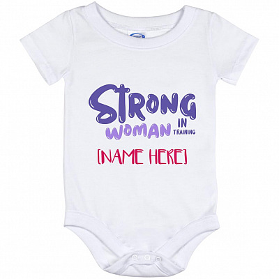 Personalized Strong, White, Baby Onesie - 12 Month