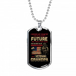 I Served My Country For My Children's Future I Would Fight Again I Am A Veteran Grandpa Dog Tag Pendant Necklace - Dog Tag (Silver)