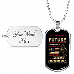 I Served My Country For My Children's Future I Would Fight Again I Am A Veteran Grandpa Dog Tag Pendant Necklace - Dog Tag (Silver)