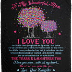 To My Wonderful Mom From Daughter I Love You Fleece Blanket - Mink Blanket - Woven Blanket, White, Cozy Plush Fleece Blanket - 50x60