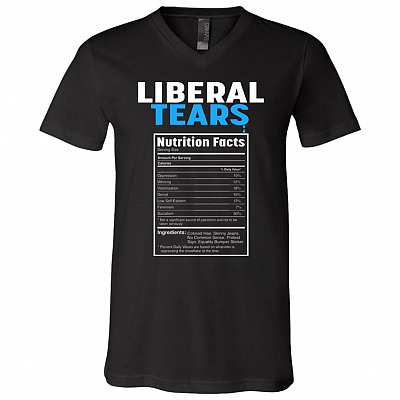 Liberal Tears T, Black, V-Neck T-Shirt