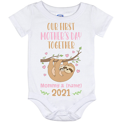 Alternative view of Personalized Our First Mother's Day 2021 Baby Onesie - Baby Toddlers Bodysuit