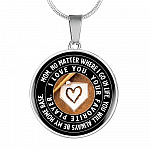 Mom No Matter Where I Go Where I Go In Life You Will Always Be My Home Base Baseball Mom Circle Pendant Necklace - Circle Luxury Necklace (Silver)