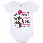 Personalized Penguins You Are Doing Great Job Mommy Baby Onesie - Baby Infant Bodysuit, White, Baby Onesie - 12 Month
