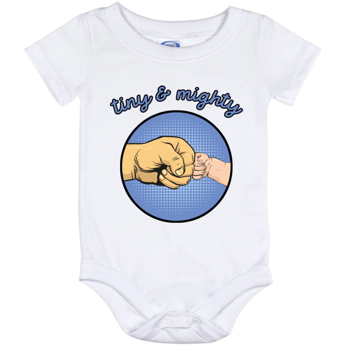 Tiny And Mighty Baby Onesie - Baby Infant Bodysuit - Matching Shirt With Tiny And Mighty Baby Onesie, White, Baby Onesie - 12 Month