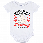 Personalized Polar Bears You Are Doing Great Job Mommy Baby Onesie - Baby Infant Bodysuit, White, Baby Onesie - 12 Month