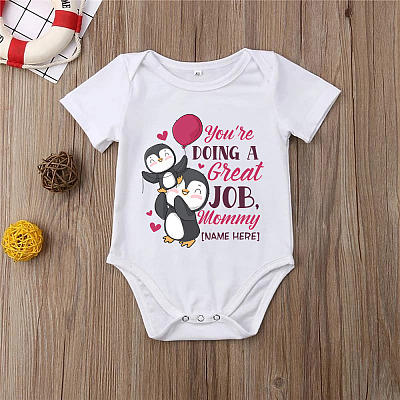 Alternative view of Personalized Penguins You Are Doing Great Job Mommy Baby Onesie - Baby Infant Bodysuit