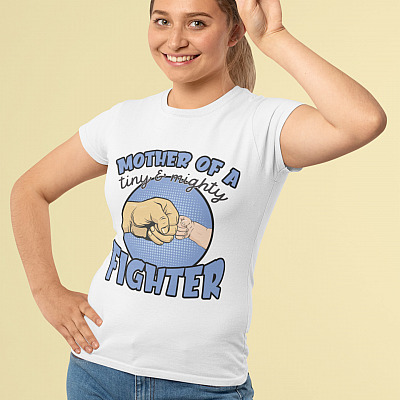 Alternative view of Mother Of A Tiny And Mighty Fighter Ladies T-Shirt - Matching Shirt With Tiny And Mighty Baby Onesie