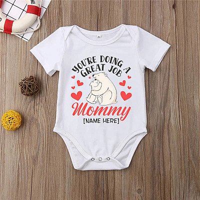 Alternative view of Personalized Polar Bears You Are Doing Great Job Mommy Baby Onesie - Baby Infant Bodysuit