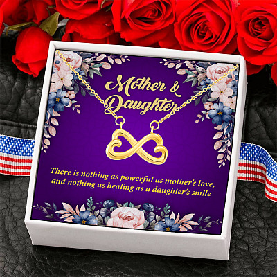 Mothers Day Jewelry Mother Daughter Love Infinity Heart Pendant Necklace - Mother Daughter Pendant