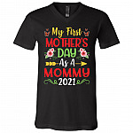 My First Mother's Day t, Black, V-Neck T-Shirt