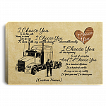 Personalized Trucker I Choose You To Do Life With Hand In Hand Side By Side Framed Canvas Prints - Unframed Poster, White, 0.75'' Framed Canvas