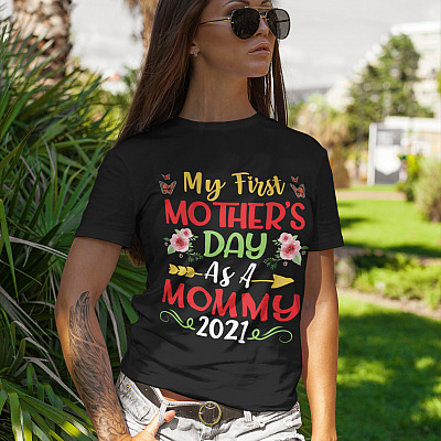 Alternative view of My First Mother's Day As A Mommy 2021 Happy To You Mom Mama T-shirt - V-neck - 1st Mother's Day Shirt