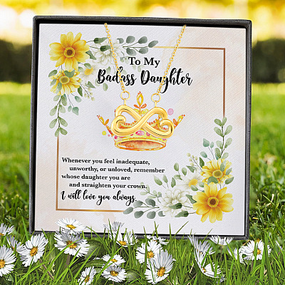 To My Badass Daughter Whenever You Feel Inadequate Infinity Heart Pendant Necklace