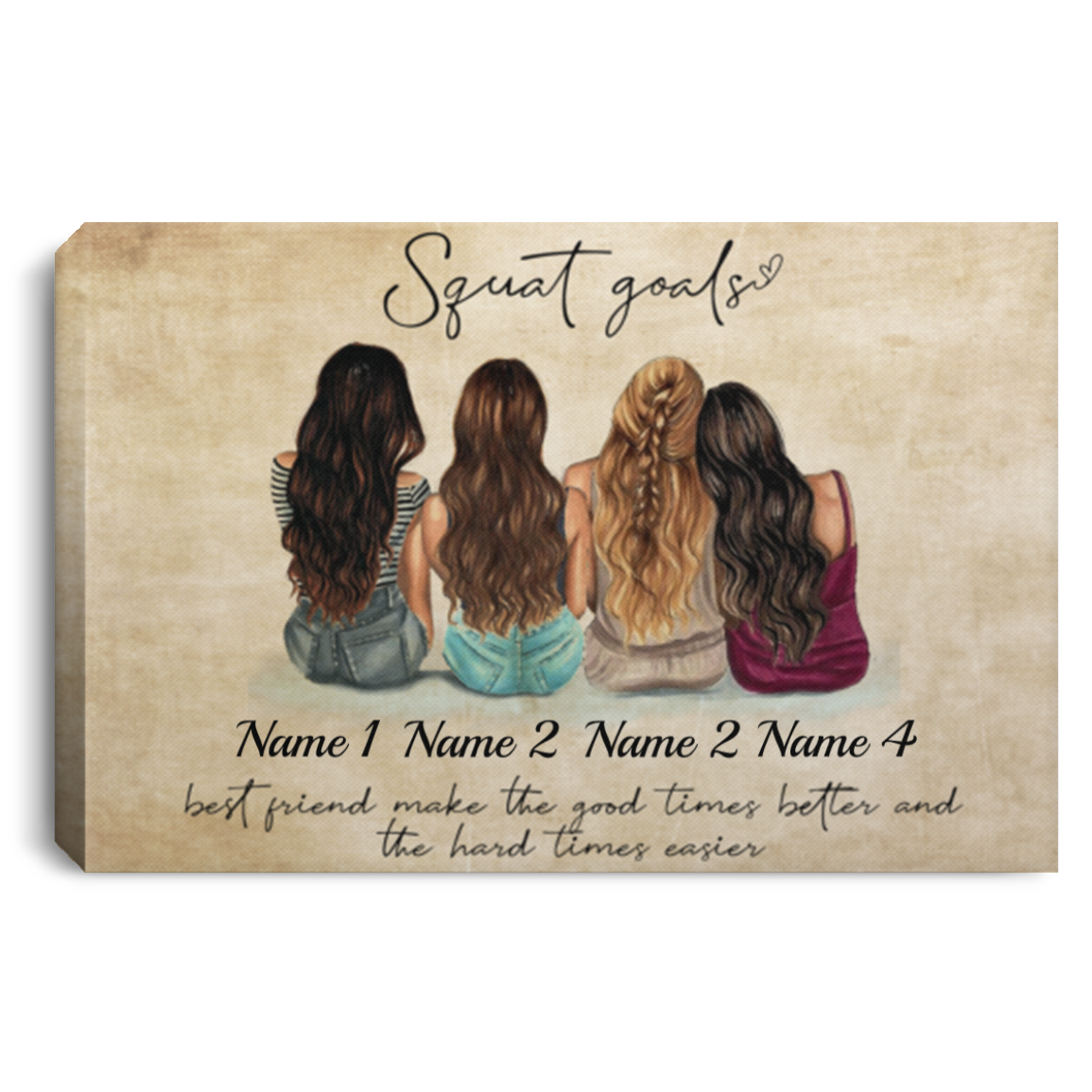 Personalized Best Friends Make the Good Times Better Framed Canvas - Gift for Best Friends Forever Unframed Poster, White, 0.75'' Framed Canvas