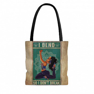 Afro Yoga Tote Bag Yoga Poses I Bend So I Don't Break All Over Print Tote Bag - Shoulder Bag