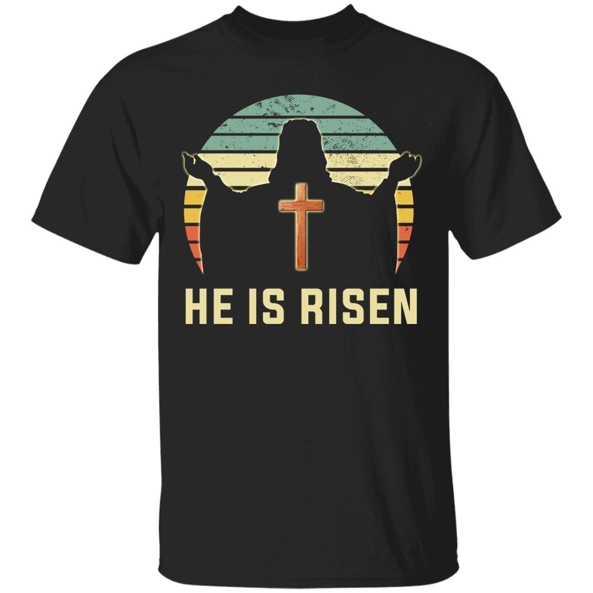 Retro He Is Risen Christian Jesus T-Shirt, Black, Unisex T-Shirt