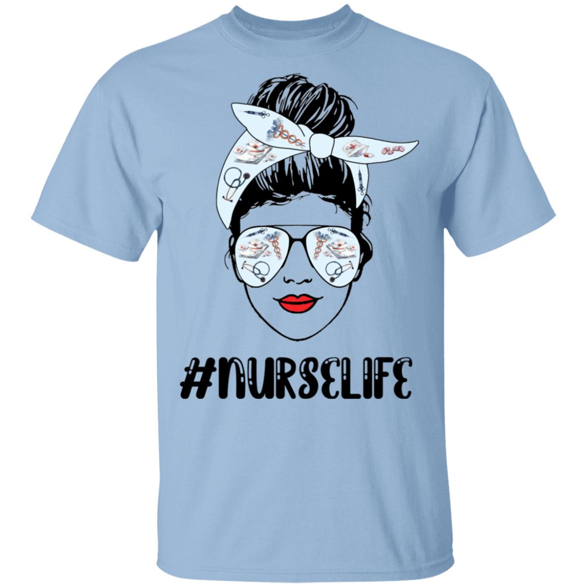 Nurse Life Messy Hair T-Shirt - Nurse Shirt, Light Blue, Unisex T-Shirt